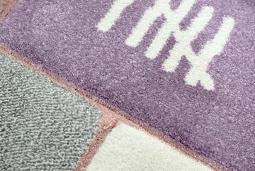 Kinderteppich Kinderzimmer Teppich Spielteppich mit Sternen Hüpfspiel Himmel & Hölle Herz Regenbogen rosa grün creme, Teppich-Traum, Rund, Höhe: 13 mm