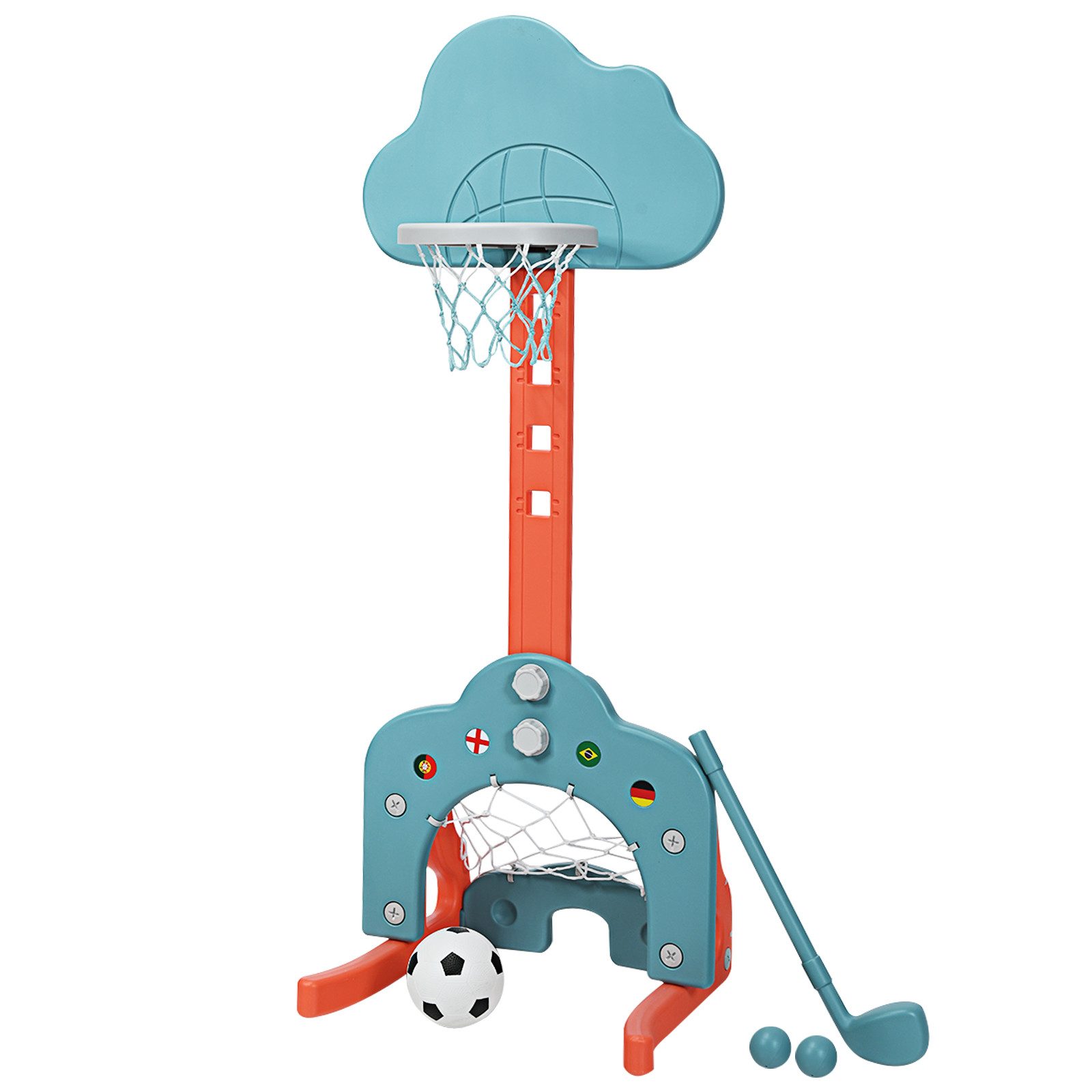 COSTWAY Basketballkorb 3 in 1, höhenverstellbar mit Bälle