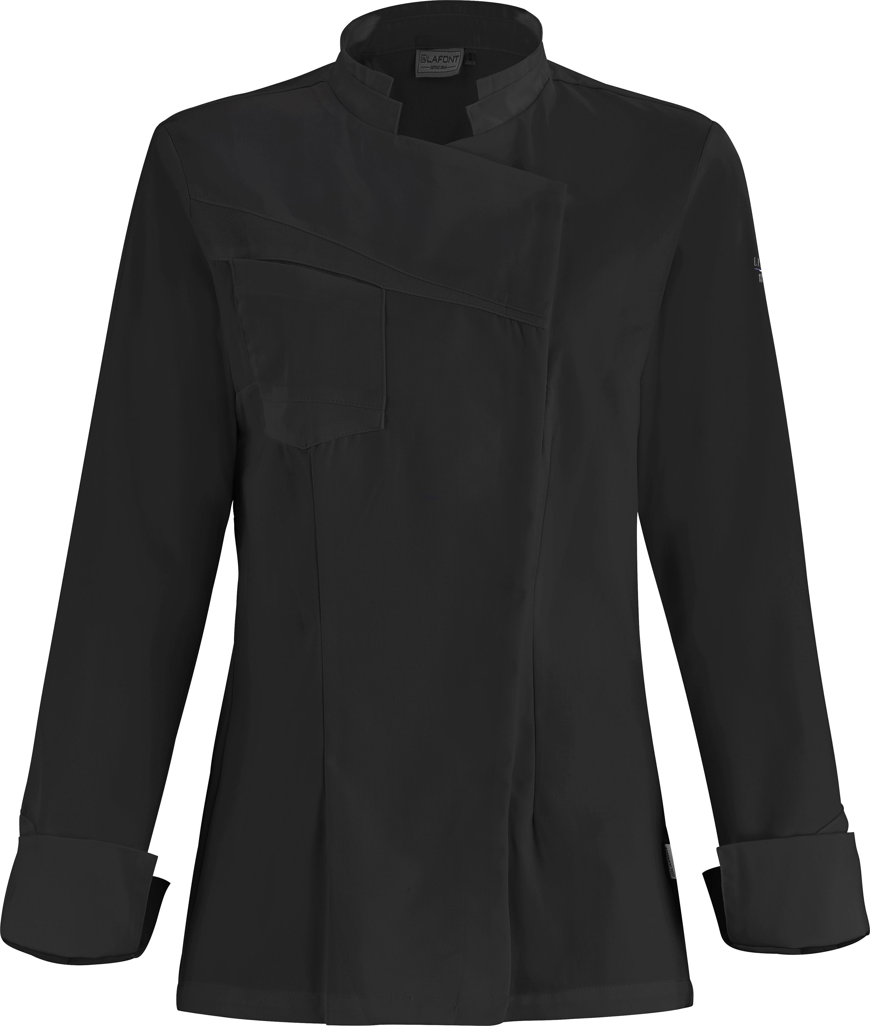 Lafont Kochjacke Damen Langarm, Asymmetrische SCHWARZ Mesh-Einsatz "Nutmeg" Jacke