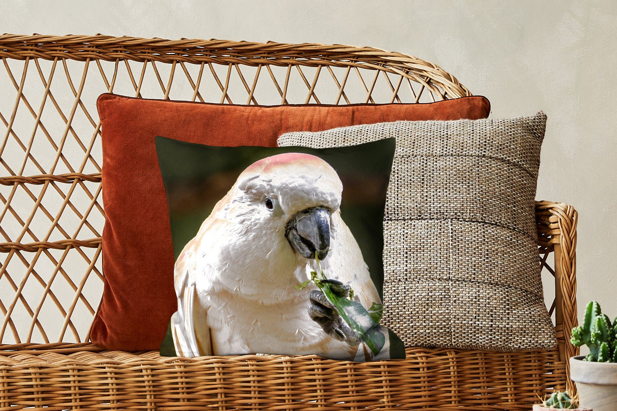 Sofakissen Wohzimmer, Ein für fressender Füllung Schlafzimmer, Zierkissen Dekokissen Kakadu, Deko, MuchoWow mit