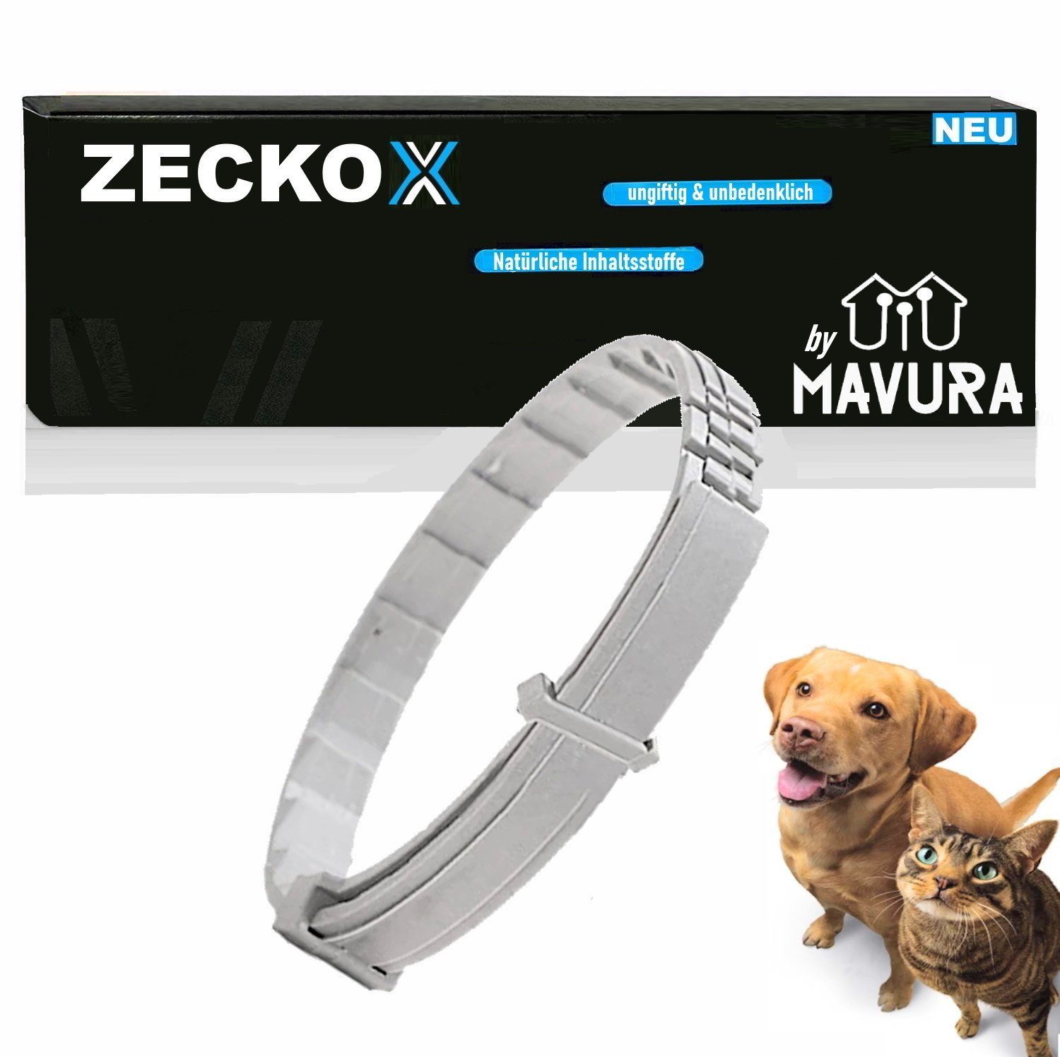 Tier-Halsband ZECKOX Präventiv Halsband Hunde Katzen, Zecken Floh Flöhe