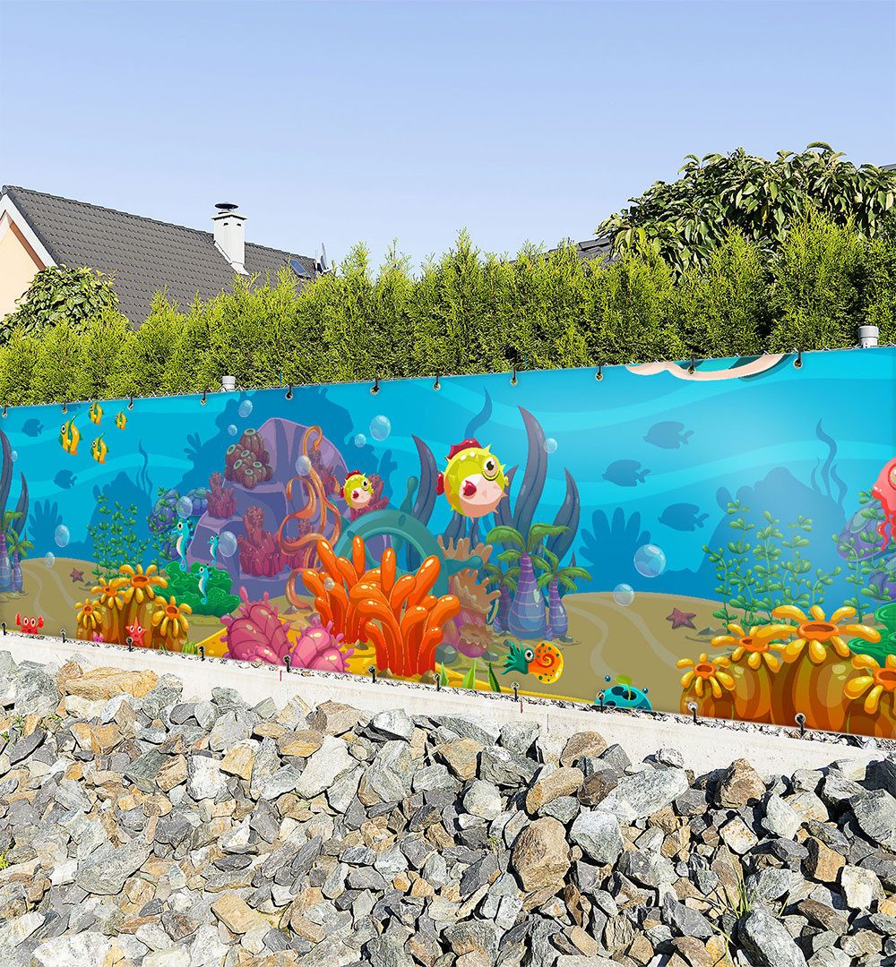 MyMaxxi Sichtschutzzaunmatten Zaunbanner Meeresgrund Sichtschutz Garten Zaun, (Meeresgrund)