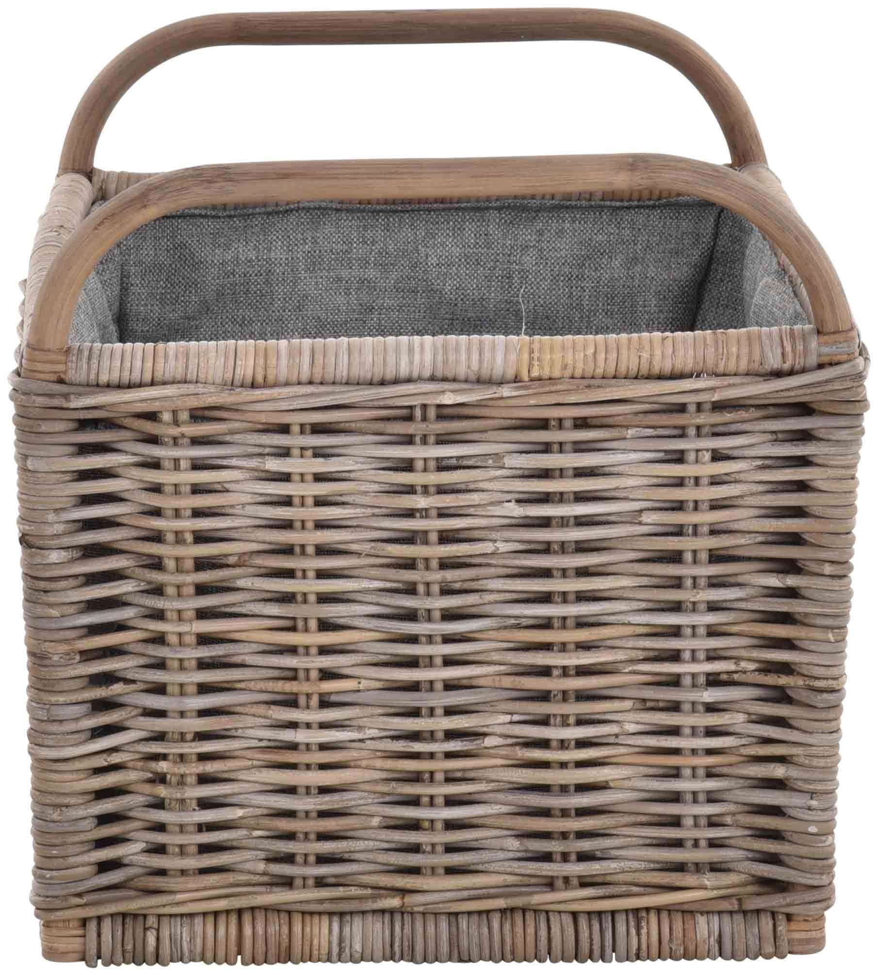 Krines Home Flechtkorb Holz Tragekorb mit Griffen Holzkorb mit Inlett Aufbewahrung aus Rattan, Korb mit Henkel, Groß