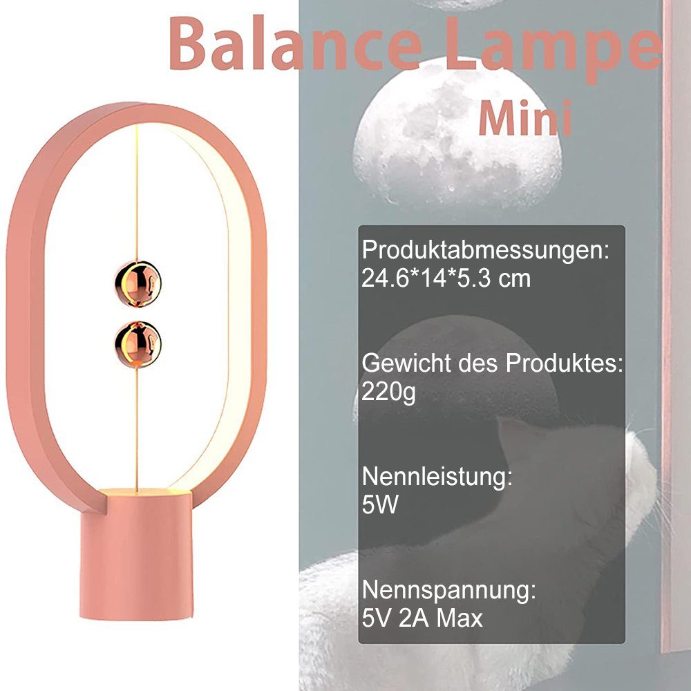 LED USB-betrieben Balance Magnetschalter Mode Rosa Lampe Schreibtischlampe Rosnek LED Nachttisch Licht, Tischleuchte