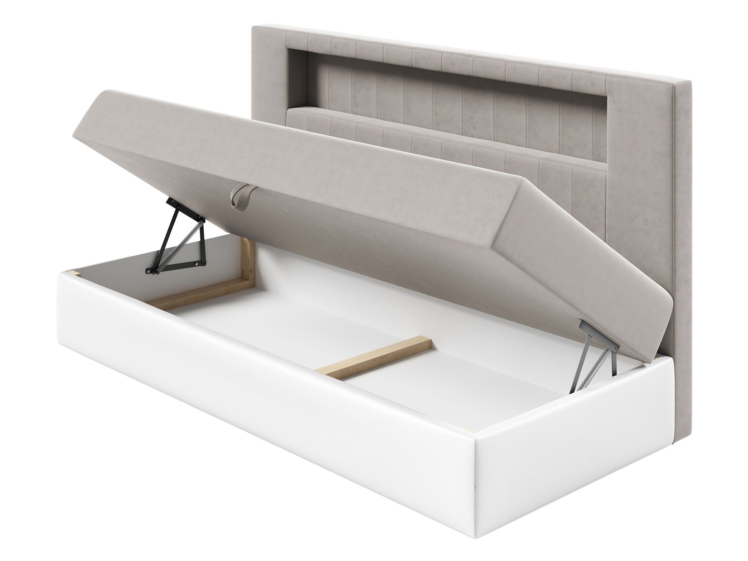 MIRJAN24 Boxspringbett Gold Junior 2 (mit Bettkasten und Beleuchtung), mit Bonellfederkern, Härtegrad - H3