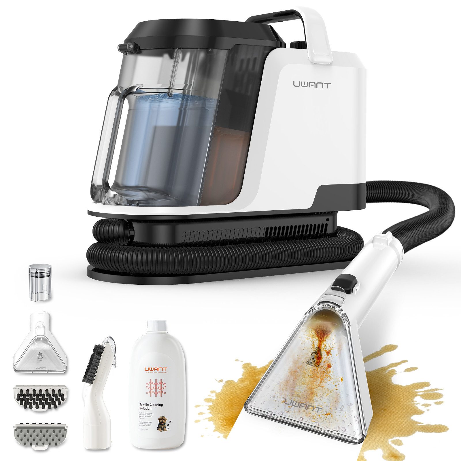UWANT Teppichreinigungsgerät Uwant Y100 Polsterreiniger Gerät Waschsauger, 600 W, 18000pa Saugkraft,Selbstreinigung