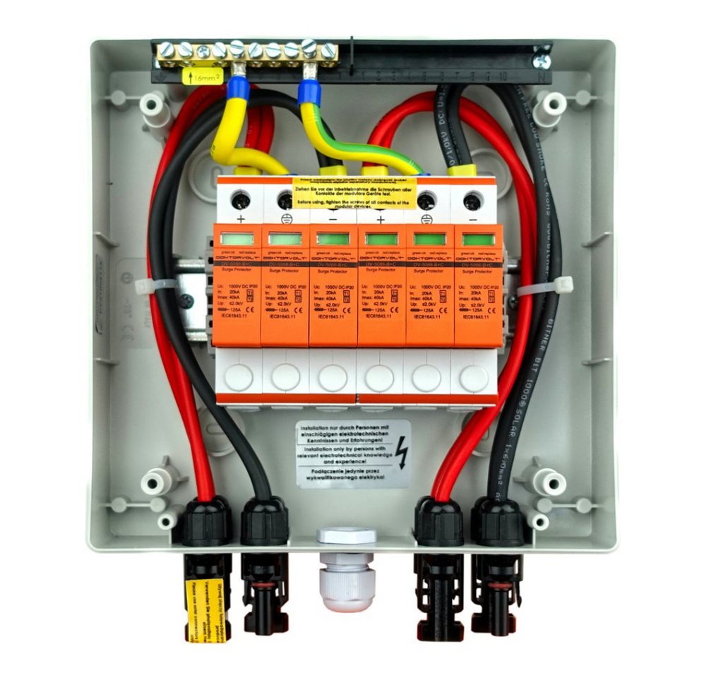 Thumbnail - Doktorvolt Verteilerbox PV Generatoranschlusskasten Solar DC 1000V 2x T1/T2 4mm IP65