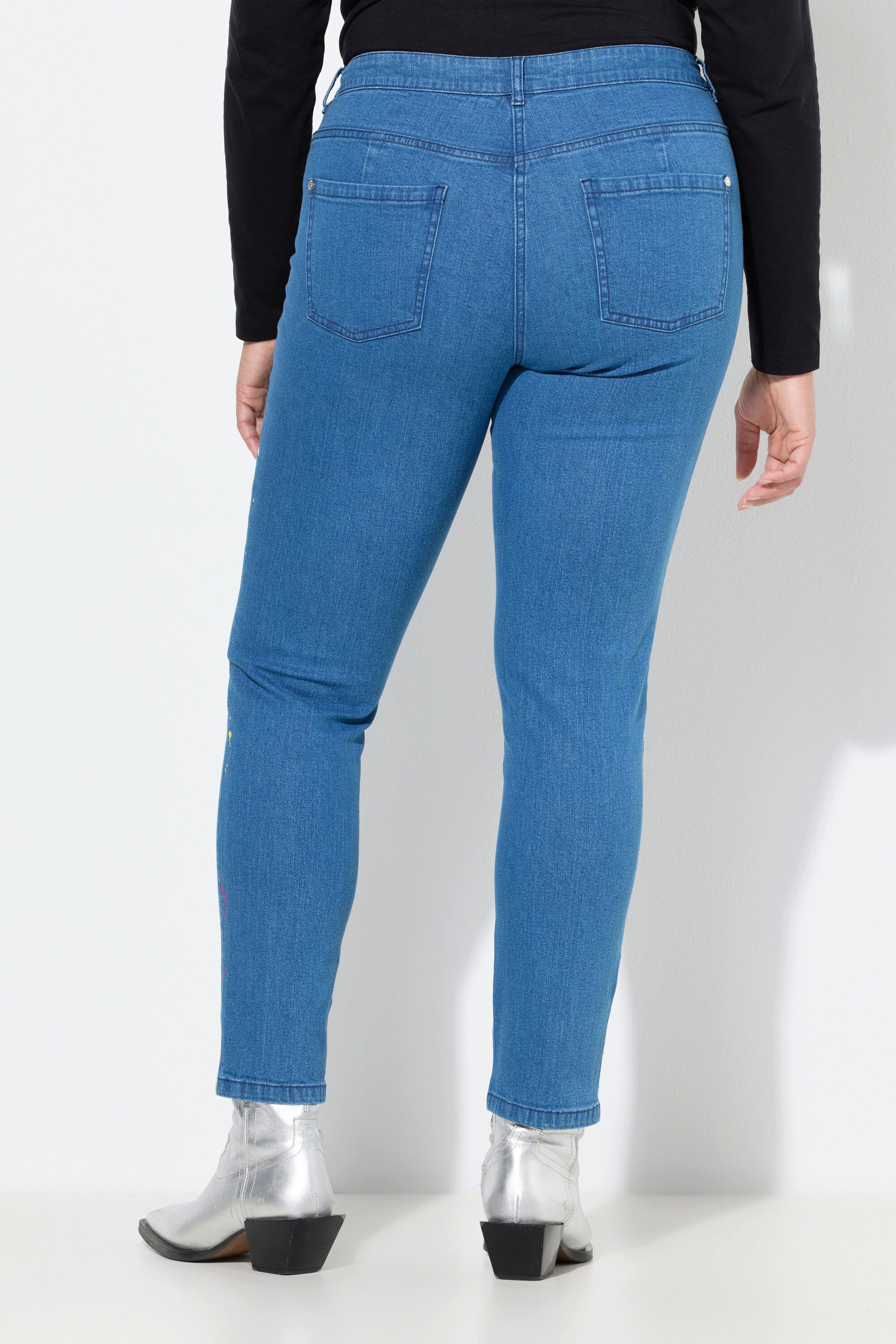 Angel of Style Röhrenjeans Skinny-Jeans Slim Fit Used Look Neon Prints