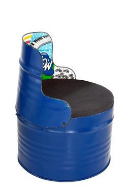 GILDE Hocker GILDE Stuhl Barrel - blau-mehrfarbig - H. 72cm x B. 60cm