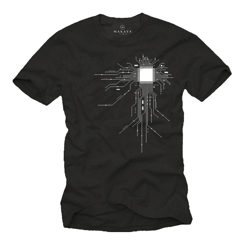 MAKAYA Print-Shirt Lustige Computer T-Shirts für Jungs Gamer CPU - Geschenkideen Männer mit Print Schwarz