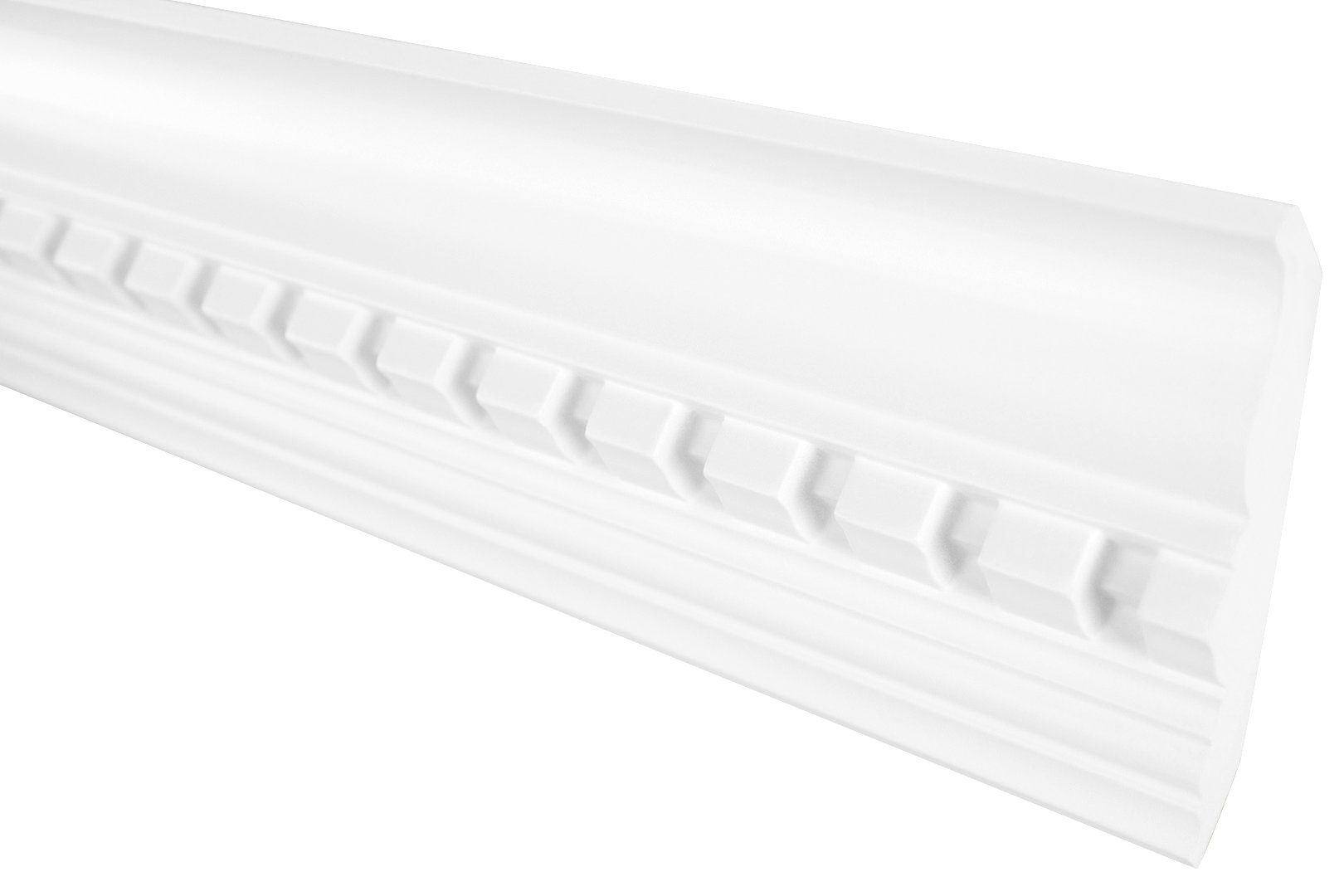 Hexim Stuckleiste C779_REST, 2 Meter / 1 Leiste, Stuckleisten Decke Barock Stil, PU Hartschaum weiß - 2m Deckenleisten gemustert Eckprofile Kranzleisten Deckenzierleisten (2 Meter)