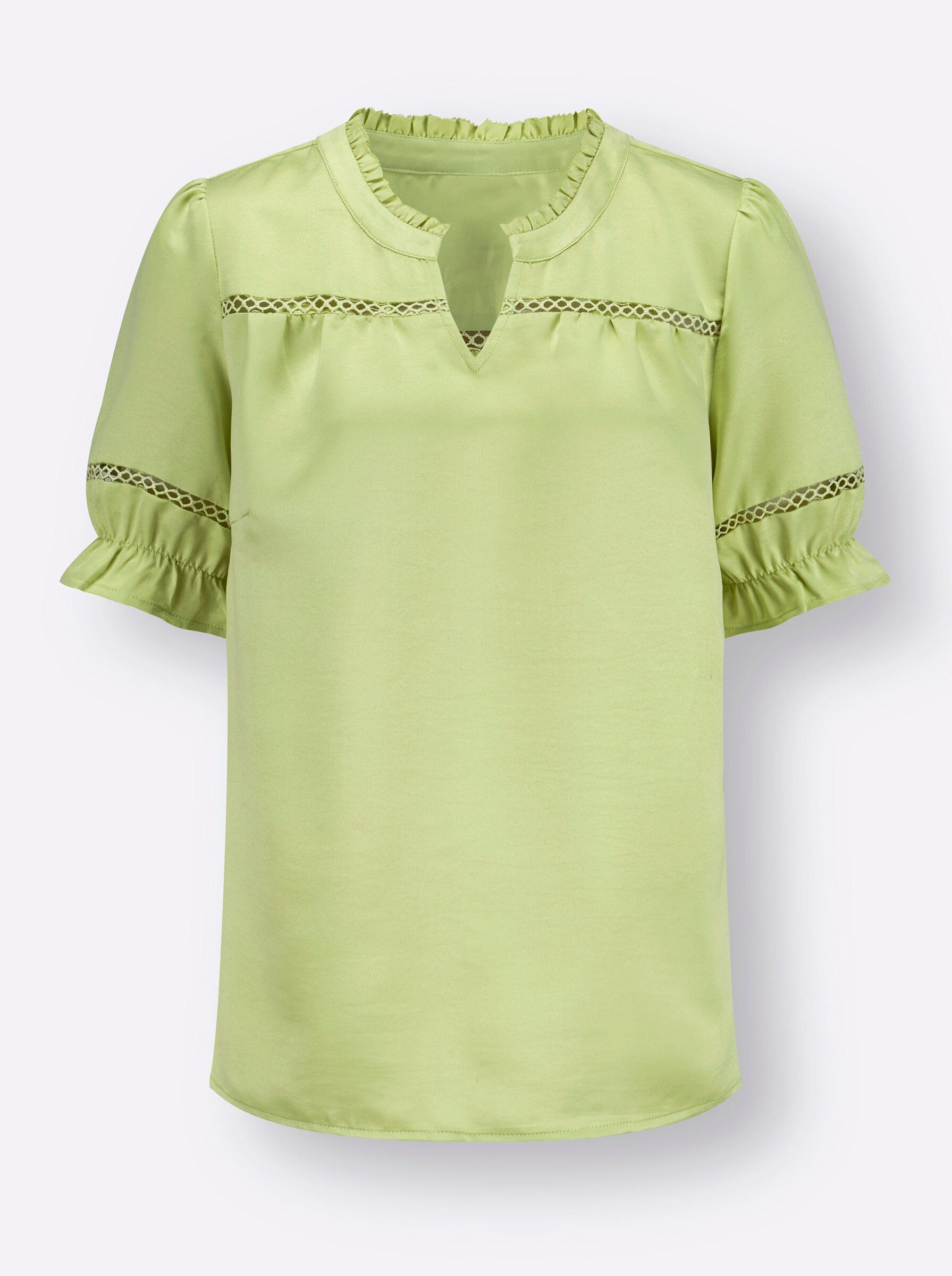 Witt Klassische Bluse Satin-Bluse Kurzarm