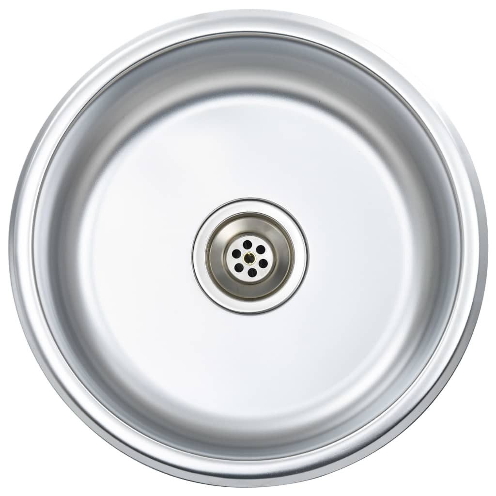 vidaXL Küchenspüle Küche Spülbecken Einbauspüle mit Sieb und Siphon Edelstahl, 0/0 cm