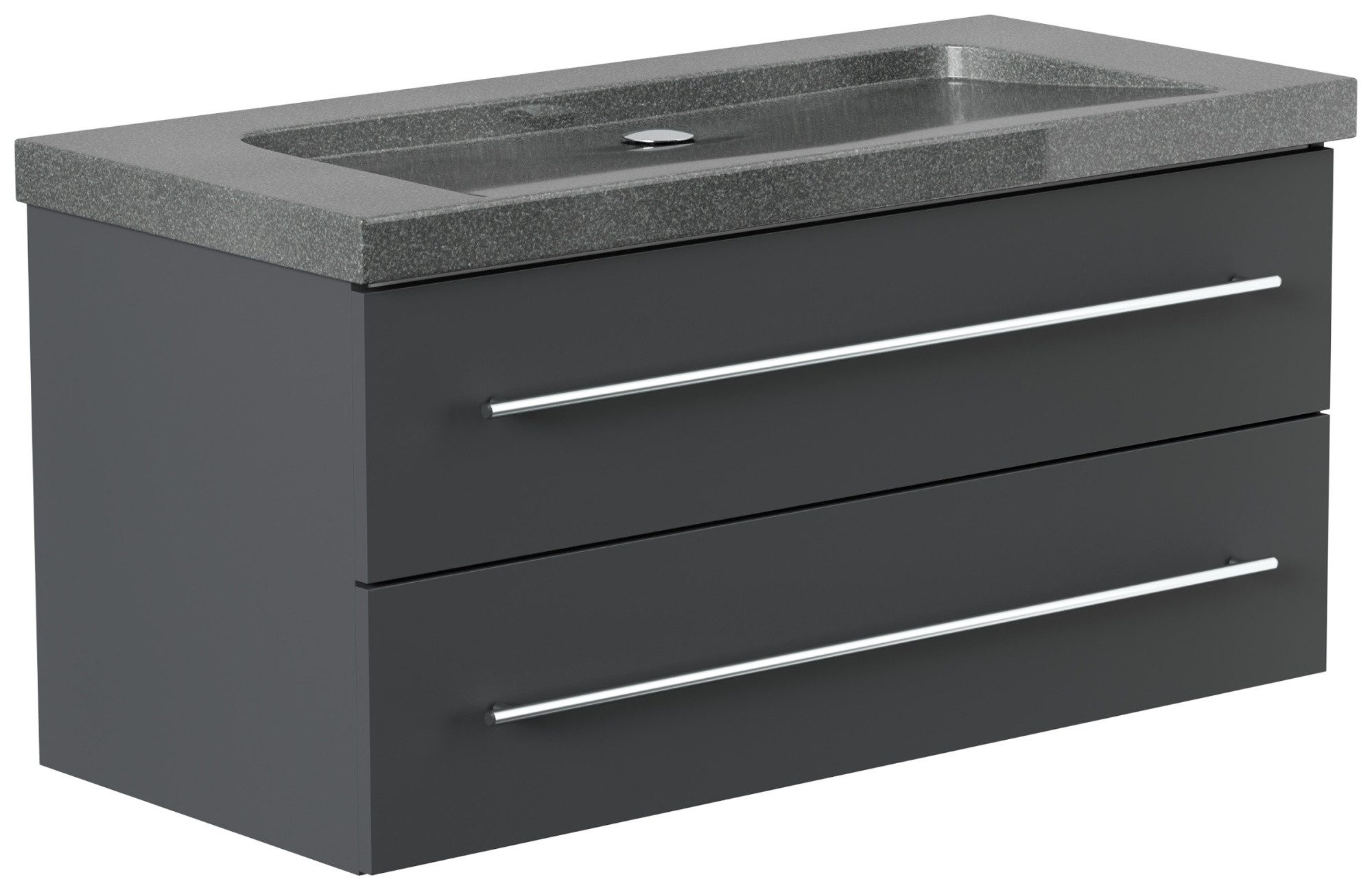 Magnolia Home Waschtisch Badmöbel Granit G654 Damo 100 cm ohne Hahnloch SoftClose grafit