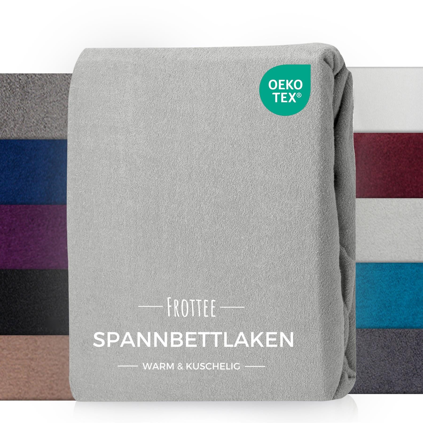 Carpe Sonno Spannbettlaken Frottee Winter Laken 90x200 100x200 140x200 160x200 180x200 200x200, Frottee, Gummizug: rundum, (1 Stück), Kuscheliges Winter Spannbettlaken 100x200 Spannbetttuch Silber
