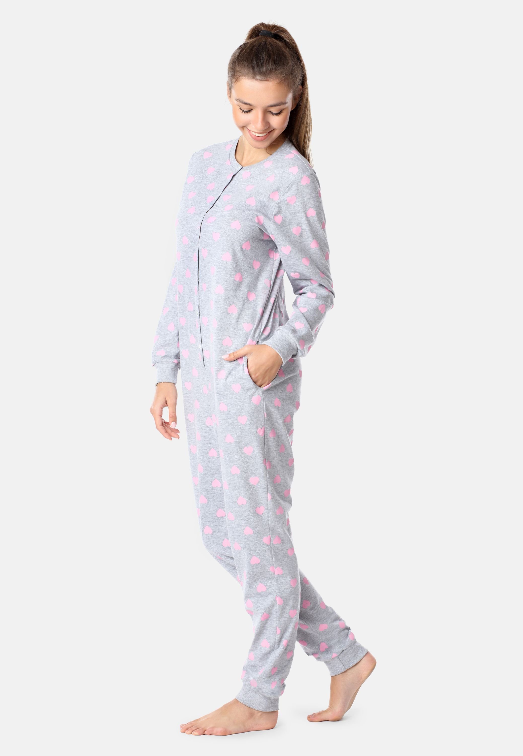 Merry Schlafoverall Schlafanzug Style MS10-335 Melange/Herzen Jugend Schlafanzug Mädchen
