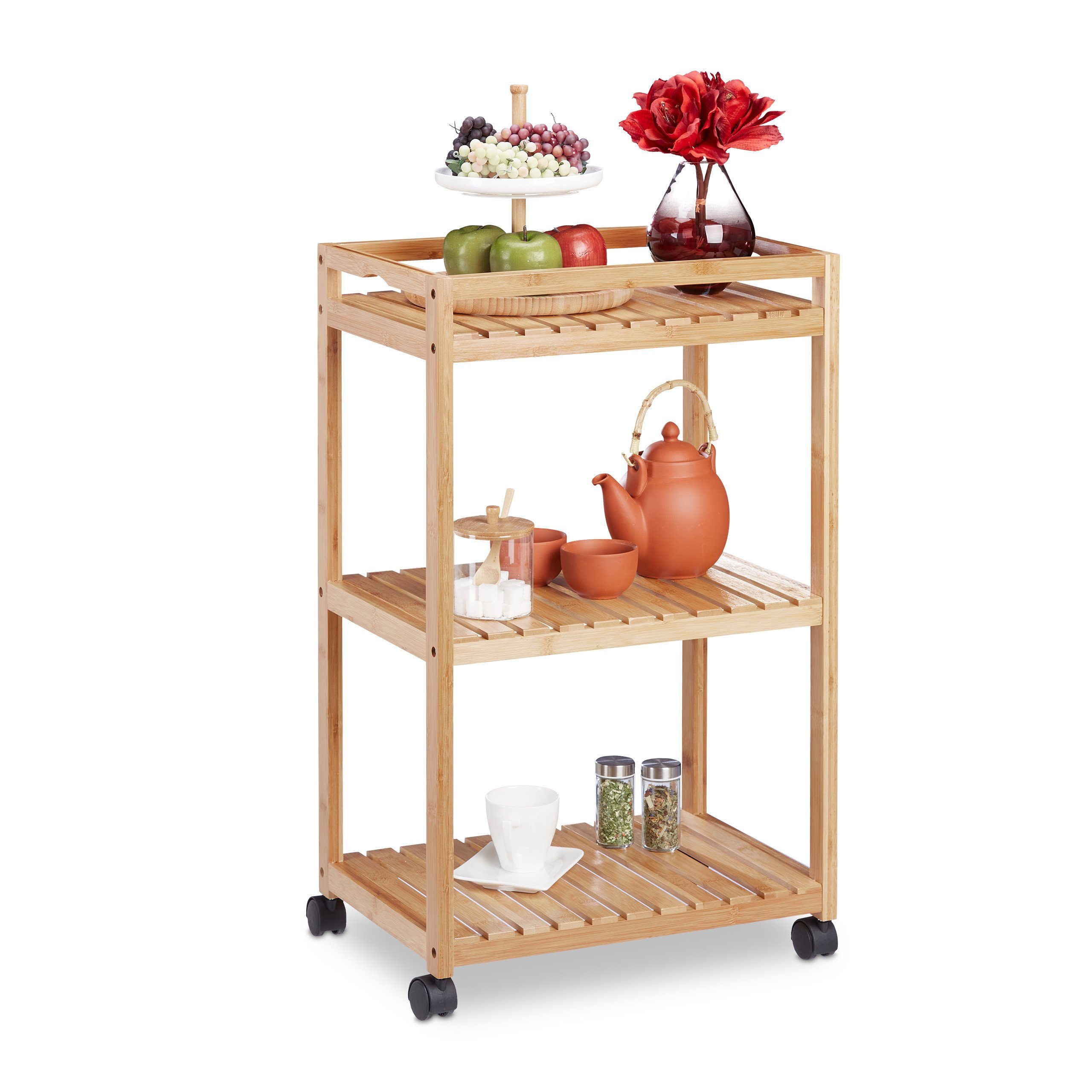 relaxdays Servierwagen Bambus mit 3 Etage günstig online kaufen