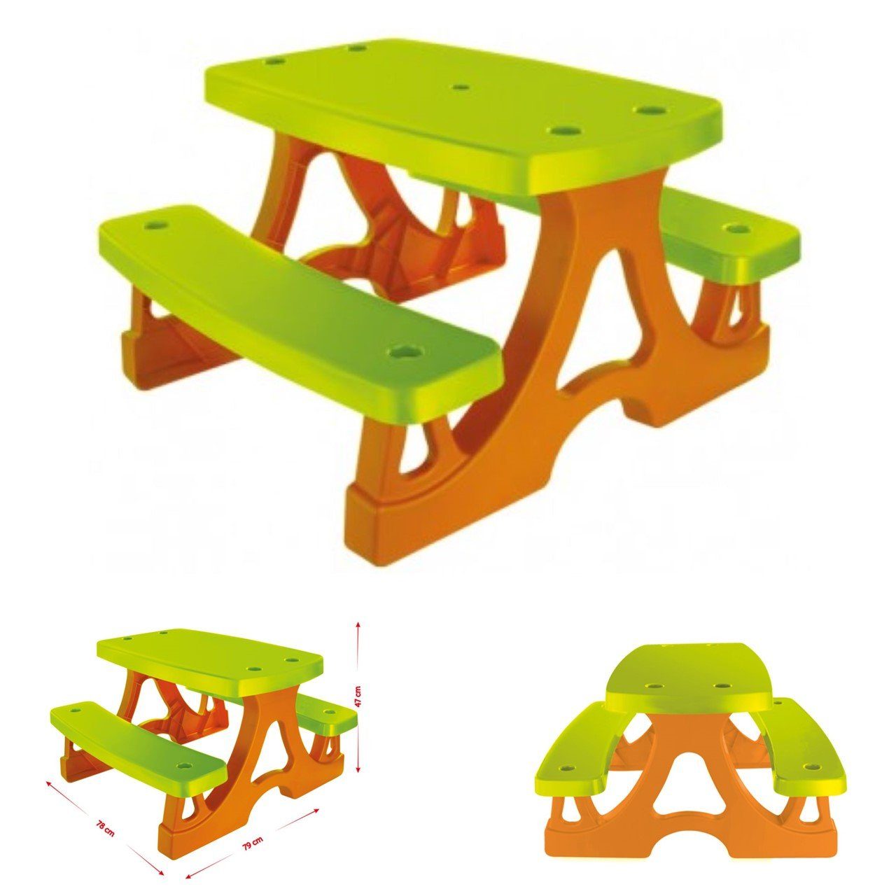 MOCHTOYS Spielhaus Kinderbank, Kindersitzgruppe 10722, für drinnen und draußen 79x78x49 cm