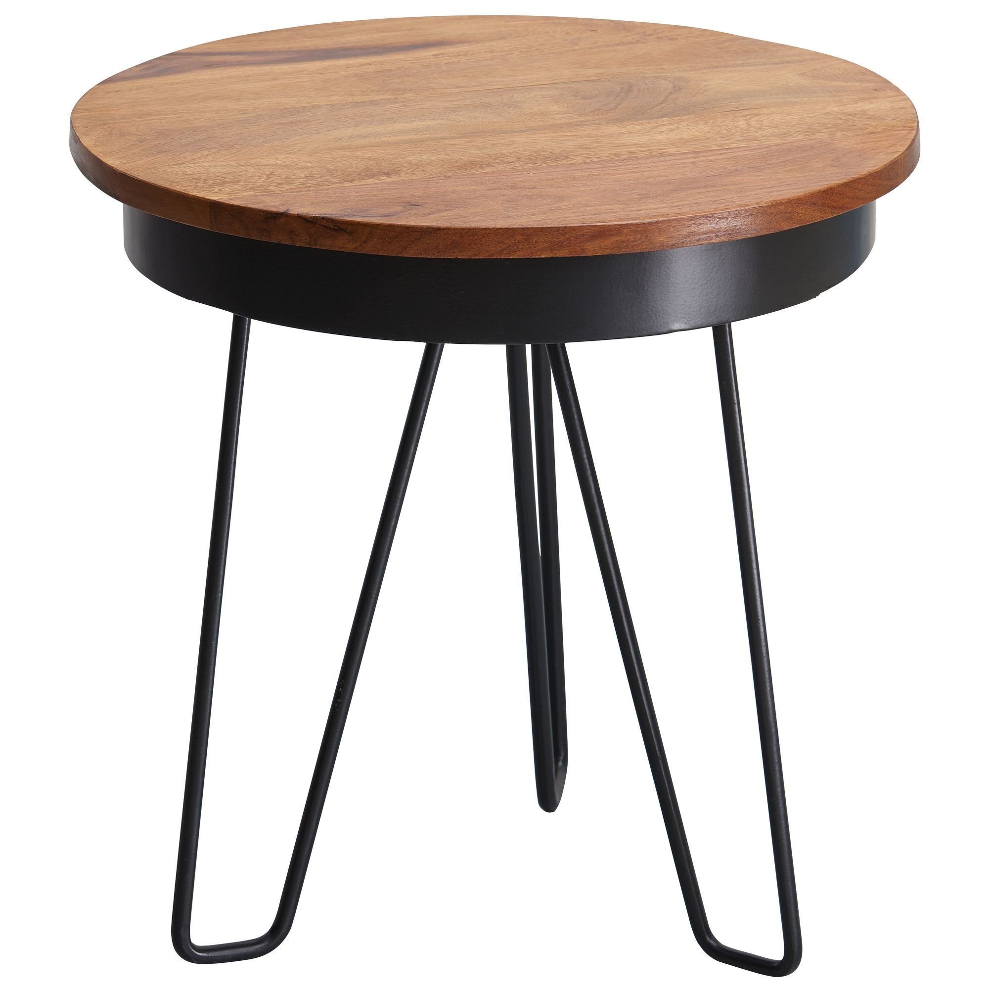 Wohnling Beistelltisch »WL5.680«, 43 x 45 x 43 cm Sheesham Holz Metall