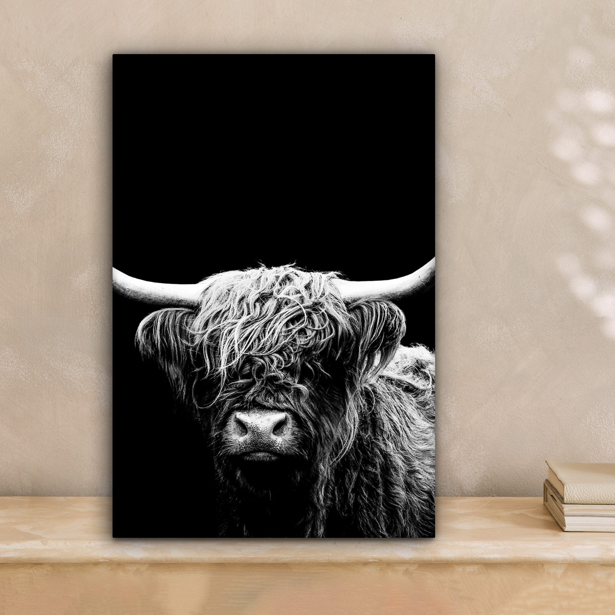 OneMillionCanvasses® Leinwandbild Schottischer Highlander - Kuh - Schwarz - günstig online kaufen