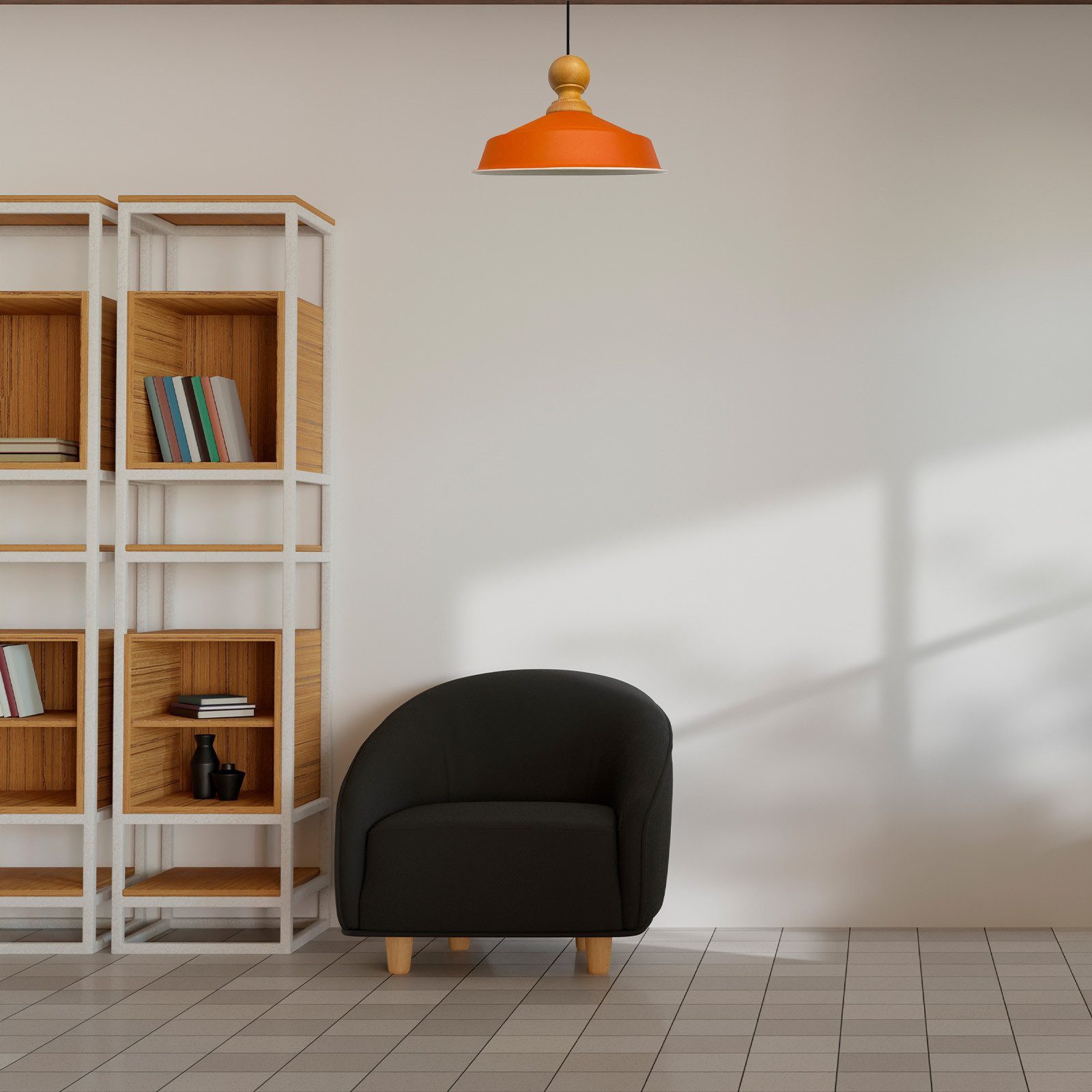 Bamyum Pendelleuchte Bamyum Asletl Industrielle aus Holz, 41cm, Metall E27 Lampe, ohne Leuchtmittel