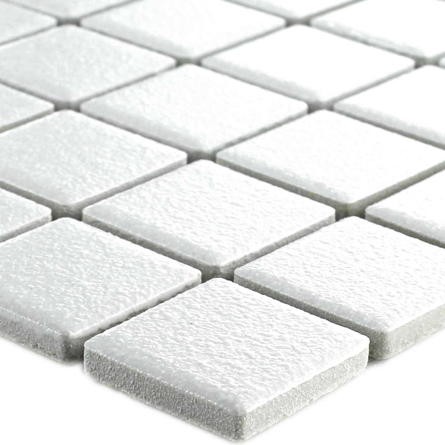 Mosafil Mosaikfliesen Keramik Mosaikfliesen Pilamaya Rutschhemmung R10 Q25, Keramik 30.000x32.600, weiß, Verlegefertig auf ein Netz geklebt - Frostsicher - Wasserfest -
