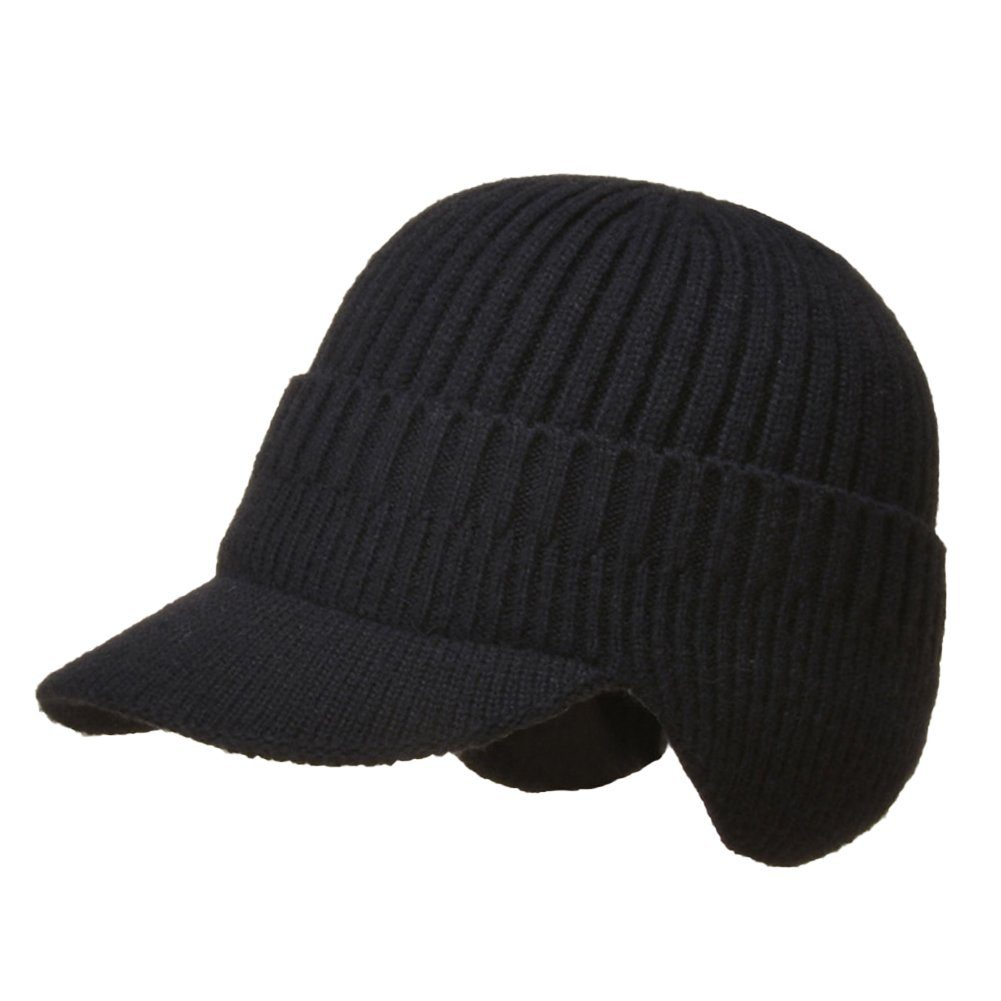 ManKle Strickmütze Herren Wintermütze Beanie Cap Ohrenschutz Warm Strickmütze Schwarz