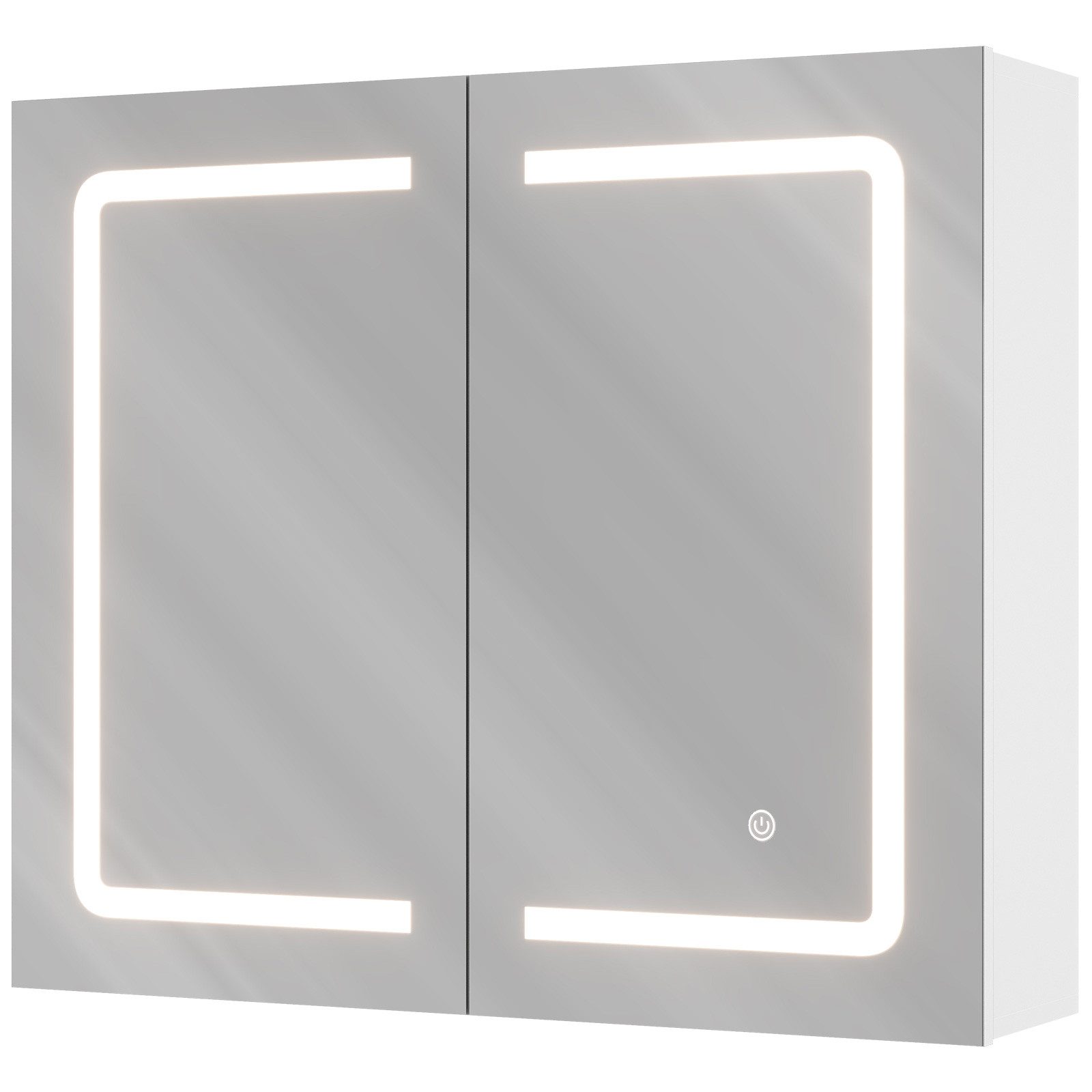 MSMASK Badezimmerspiegelschrank mit LED-Beleuchtung & Steckdose, 3 dimmbare Farbtemperaturen (1-St) Badezimmerschrank Spiegelschrank, 70x16x60cm, Weiß