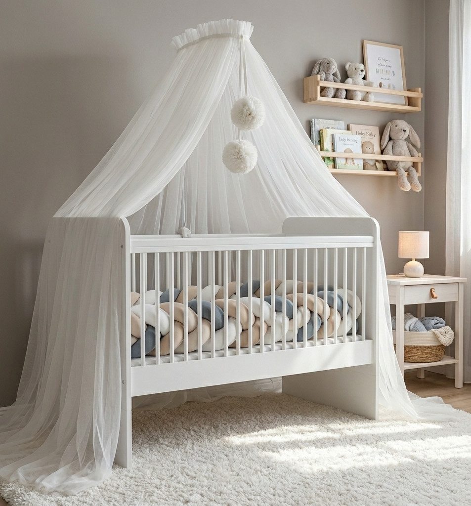 Baby Fancyroom Betthimmel Betthimmel aus 12 Meter Tüll aus 1. Klasse für Kinderbett Gitterbett, Himmel für Babybett Kinderbett