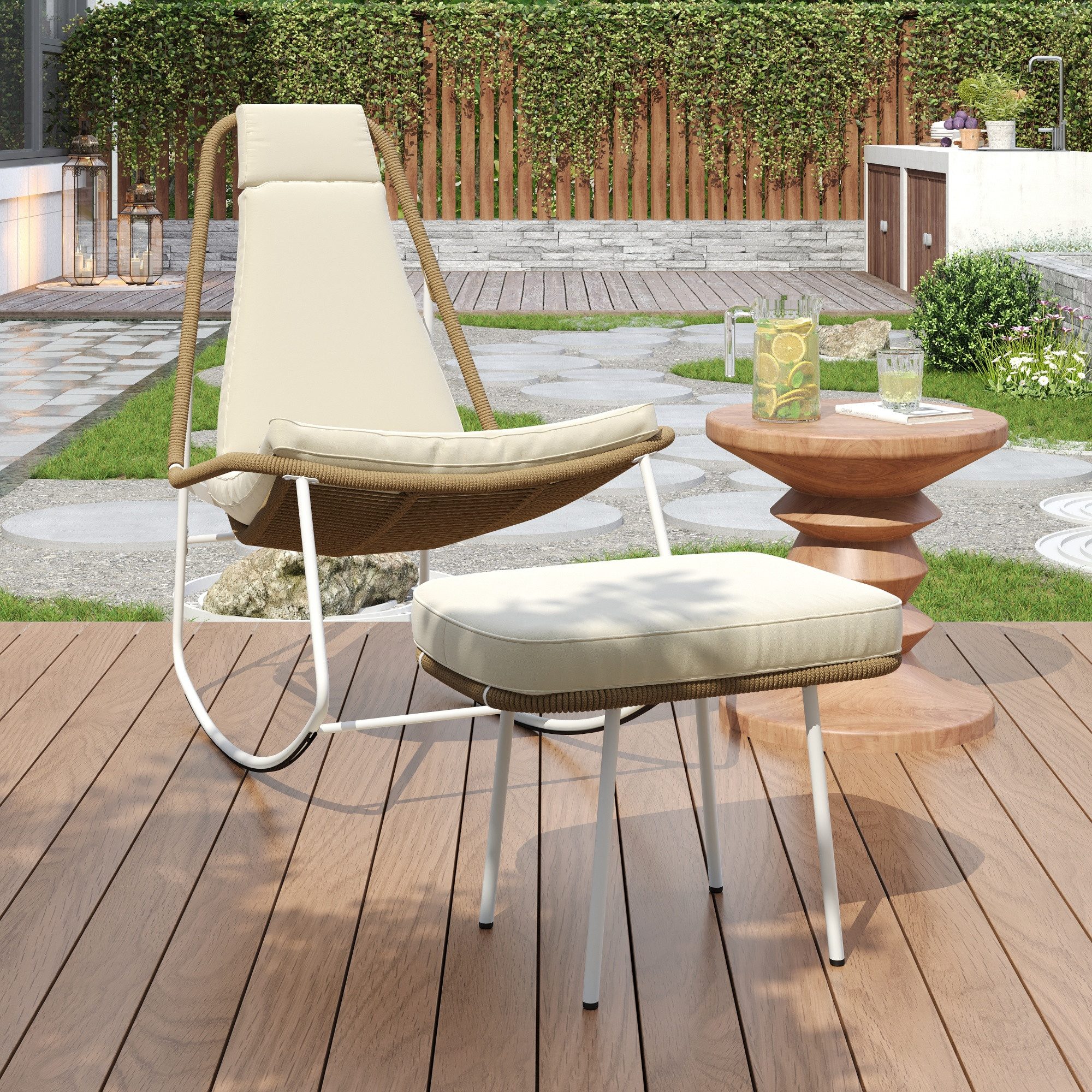 Flieks Balkonset, Gartenmöbel Schaukelstuhl mit Hocker günstig online kaufen