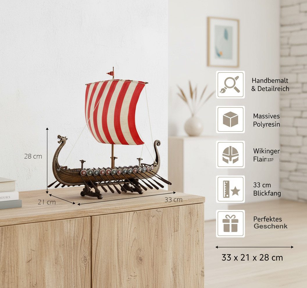Vogler Dekofigur Deko Wikingerschiff mit Drachenkopf Langboot 33 cm Figur B günstig online kaufen