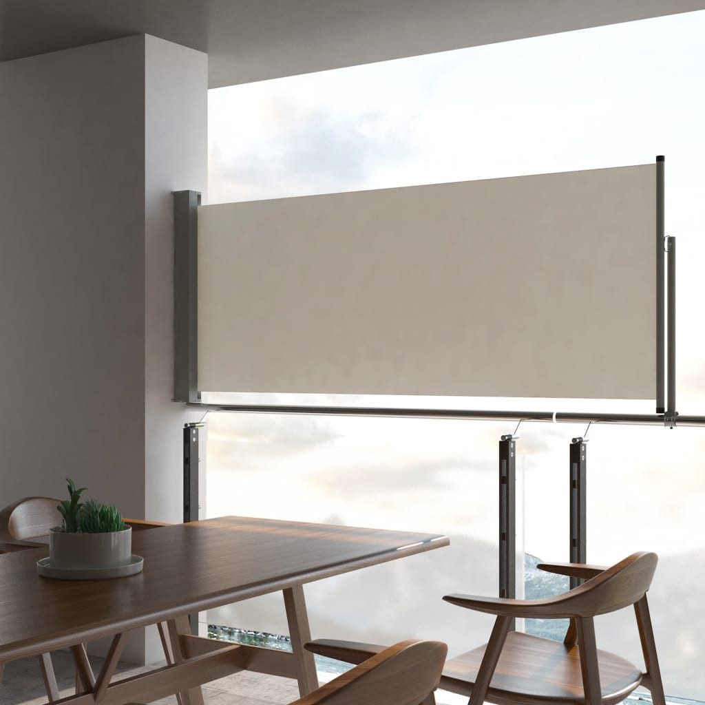 vidaXL Seitenmarkise 100 x 300 cm Ausziehbare Seitenmarkise 100x300 cm Creme Sichtschutz Wi