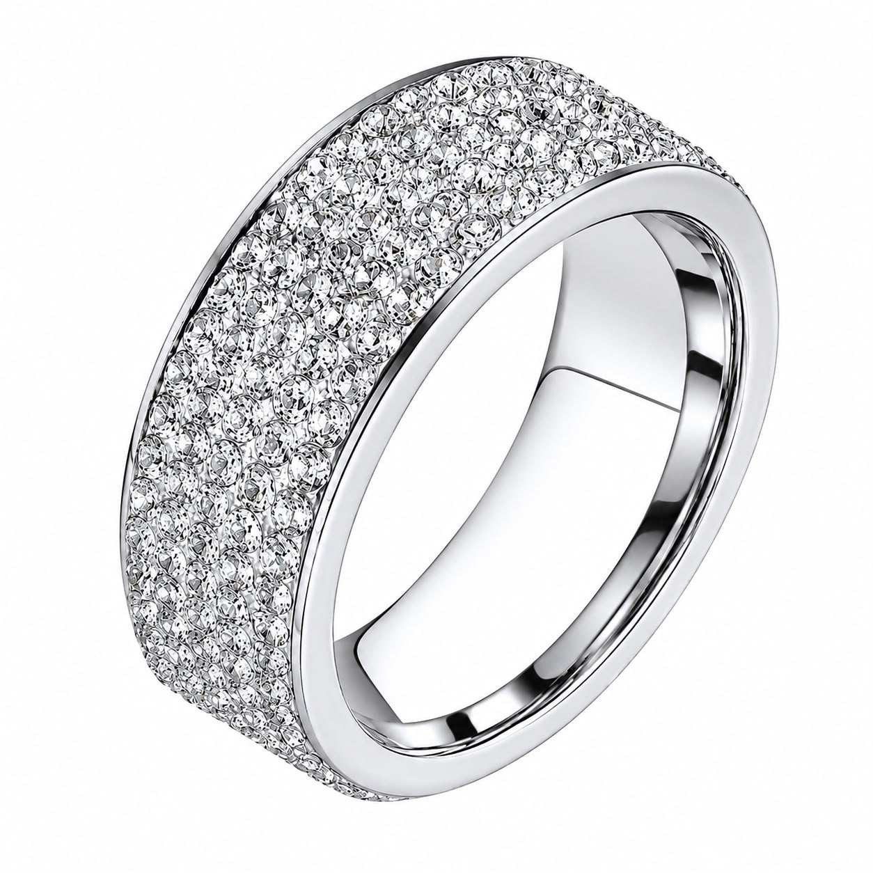 Taffstyle Fingerring Kristallring Edelstahlring Glitzerring Fingerring Ring mit Kristallen (Funkelnder Kristallring – ideale Geschenkidee zum Geburtstag, Valentinstag oder Weihnachten)
