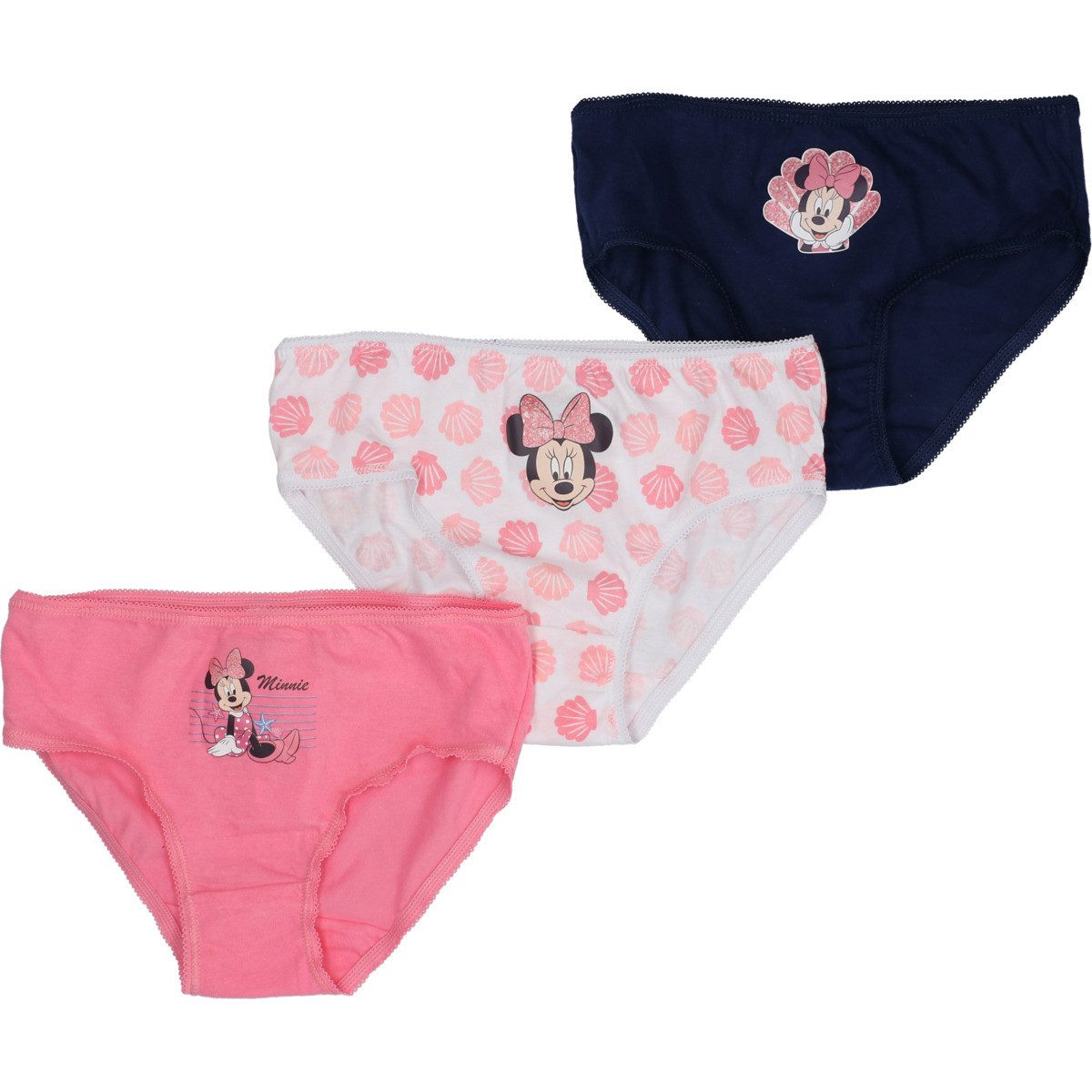 Disney Slip Minnie Mouse Mädchen (3-St) Schlüpfer, Höschen, Unterhose, Unterwäsche, Baumwollslip