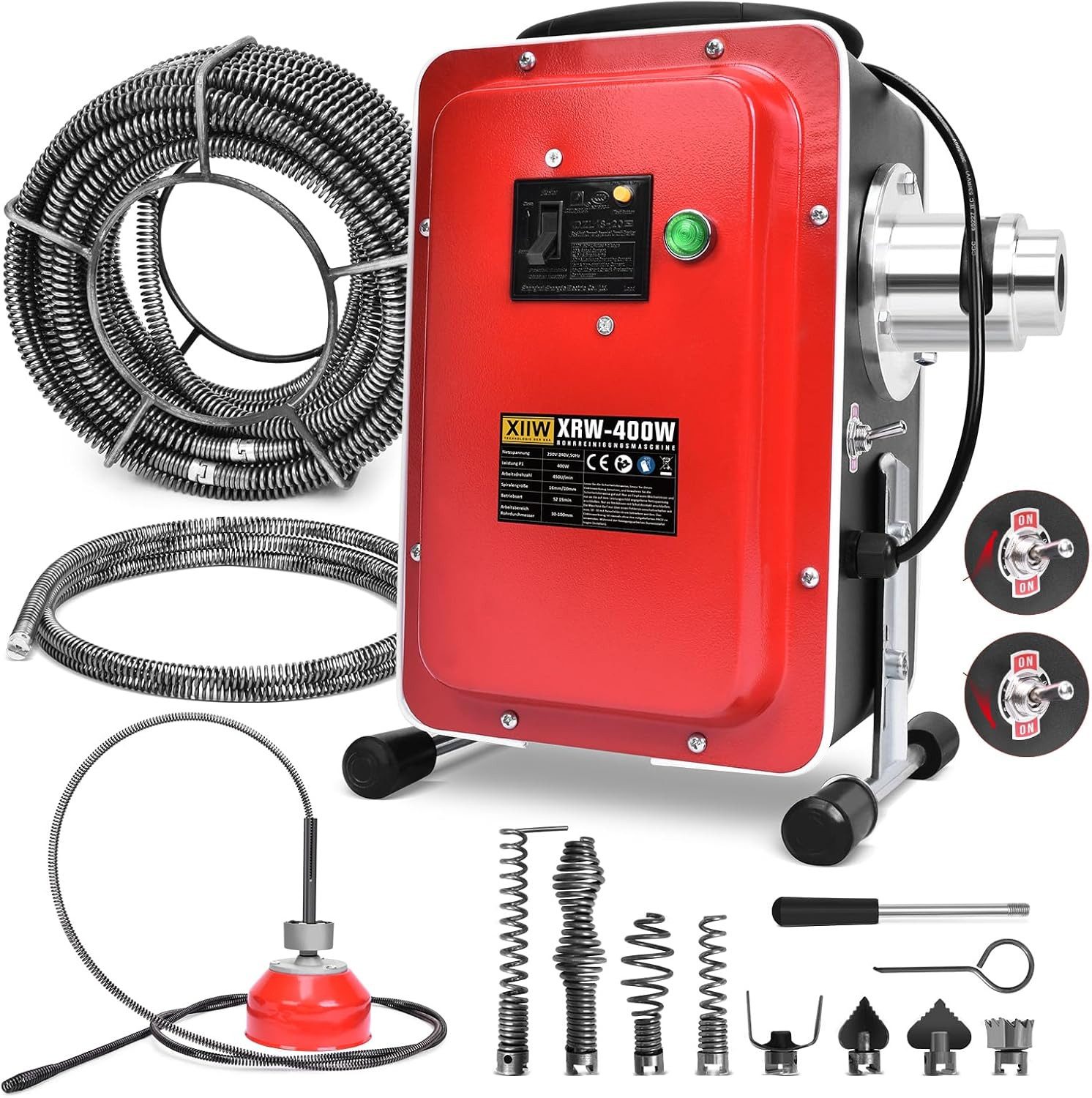 XERSEK Rohrreinigungsspirale 400W 450U/min Elektrische
