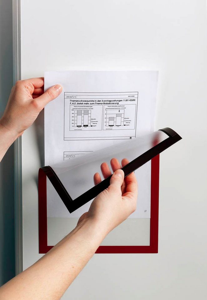 Thumbnail - DURABLE Magnet DURABLE 4869 DURAFRAME® Magnetic Rahmen A4 rot - 5 Stk.