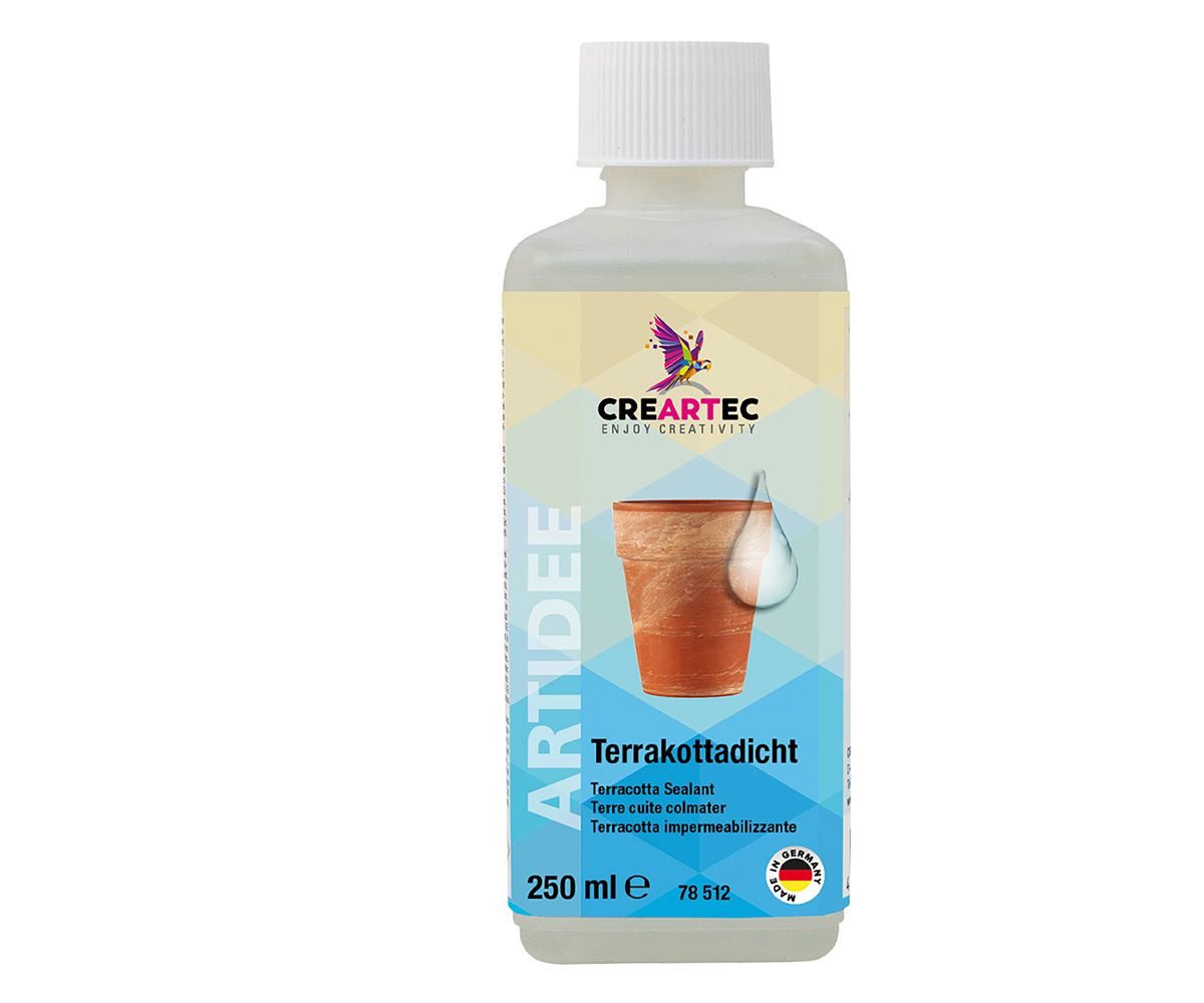 CREARTEC Terrakottadicht - 250 ml - zum einfachen Abdichten von Objekten Naturstein-Imprägnierung, für Terracotta, Steingut und keramische Gießmassen - Made in Germany