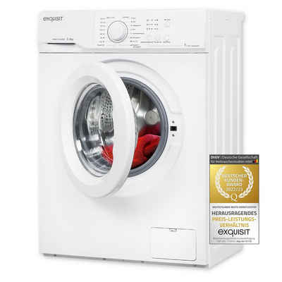 exquisit Waschmaschine WA6110-020E, 6 kg, 1000 U/min, Kindersicherung, Startzeitverzögerung