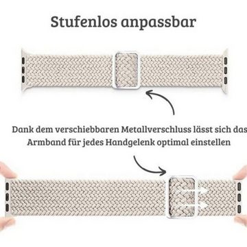 SmartUP Smartwatch-Armband Geflochtenes Solo Loop Armband für Apple Watch 1-9 / Ultra, Uhrenarmband mit verstellbaren Magnetverschluss