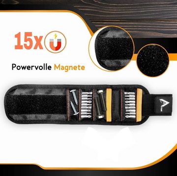 Albyiat Magnet-Werkzeugleiste Magnetarmband für Handwerker 15 starke Magneten, ideale Geschenkidee, Magnetarmband-Set, starke Magneten, atmungsaktiv, verstellbar, langlebig, vielseitig