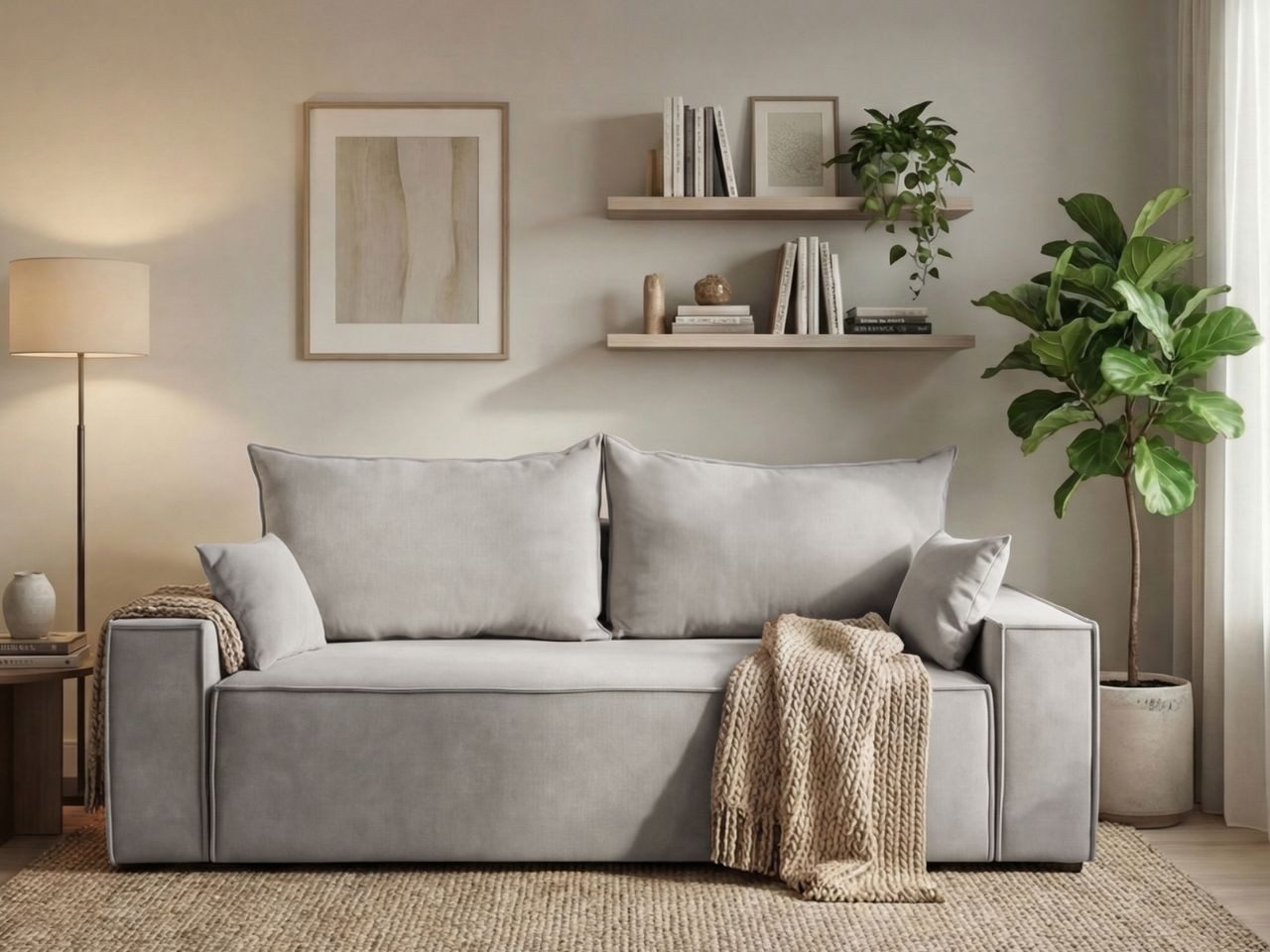 GrainGold Sofa Sivra, Set, Schlaffunktion, Wellenfedern, DL-Mechanismus, PUR-Schaum, Bettkasten