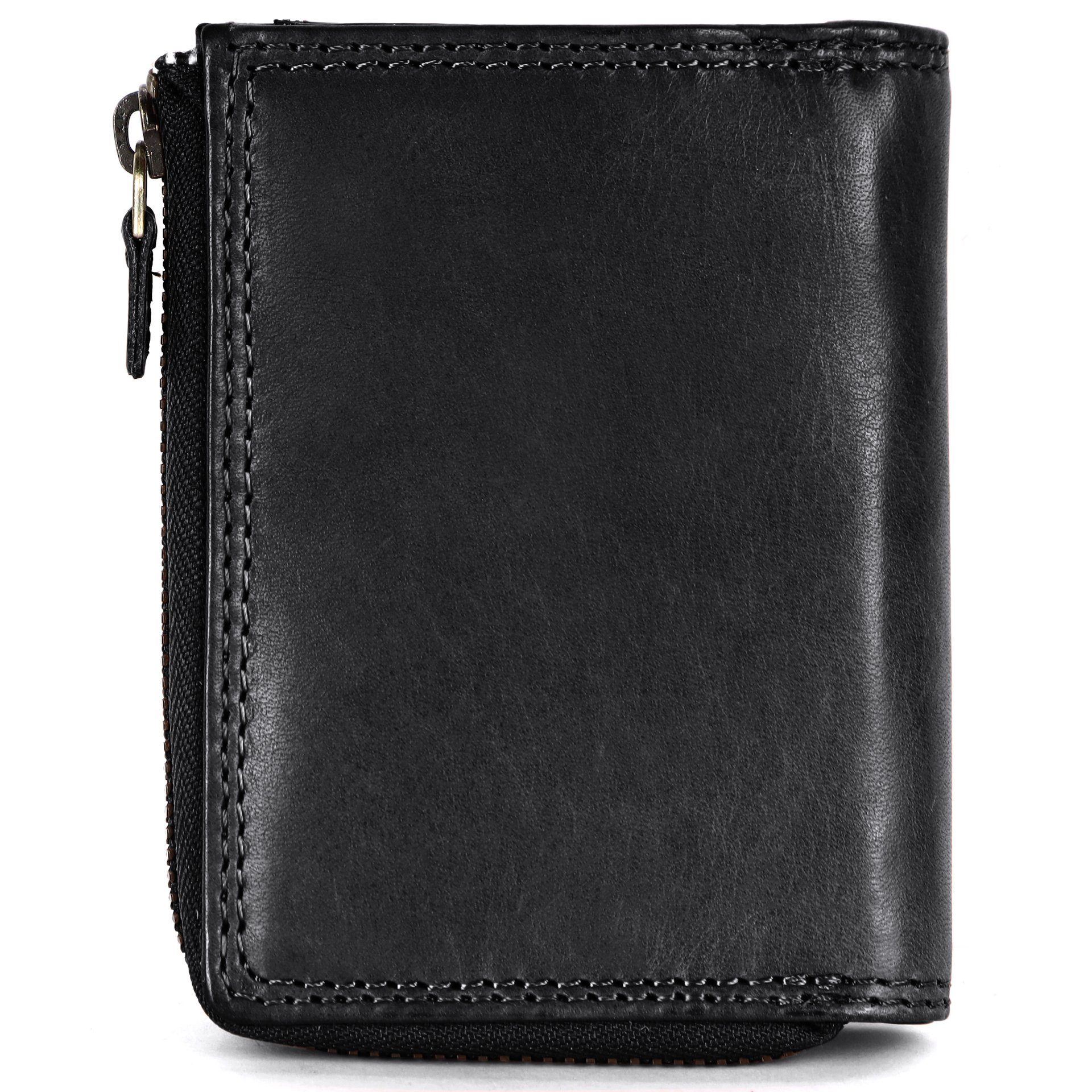 Benthill Geldbörse Klein Echt Leder RFID Damen & Herren Geldbeutel Slim-Wallet Portmonee, RFID-Schutz Kartenfächer Münzfach Reißverschlussfach