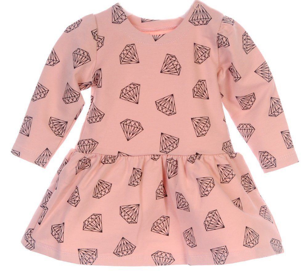 La Bortini Druckkleid Kleid Baby Kleidchen Baby Kleid in Puderrosa gemustert elastisch, weich, 50 56 62 68 74 80