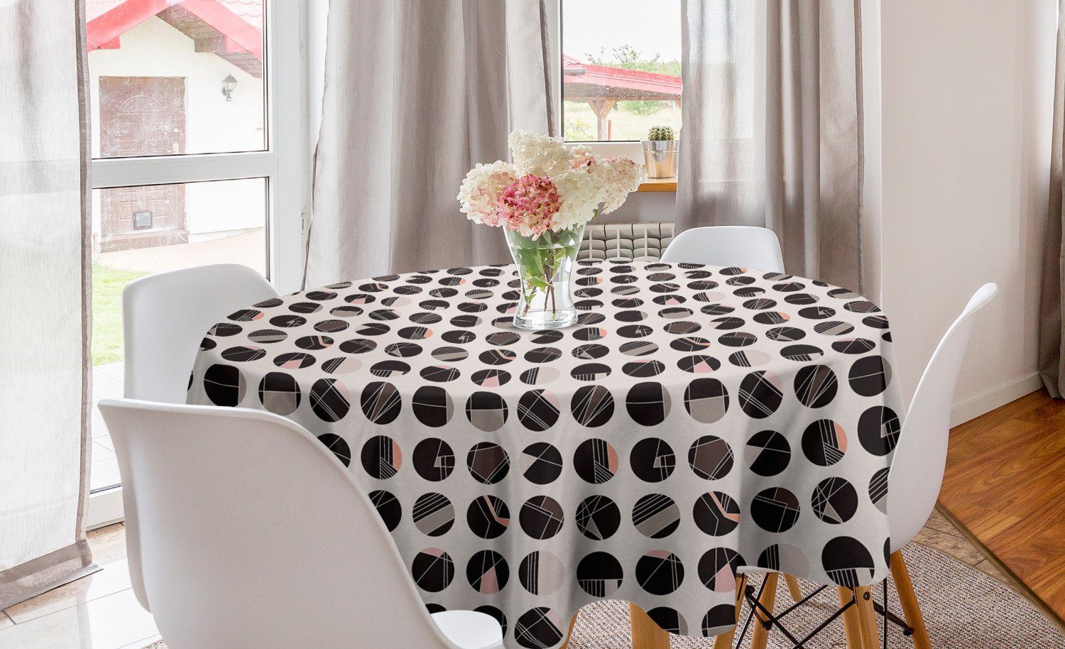 Abakuhaus Tischdecke Kreis Tischdecke Abdeckung für Esszimmer Küche Dekoration, Modern Abstrakt Theme Geometric
