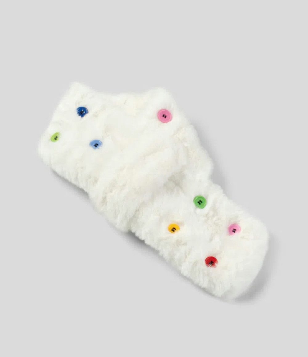 UE Stock Schal Damen Dekorativer Kuscheliger Halstuch Schal mit bunten Knöpfen - Weiß, Ideal für verschiedene Looks