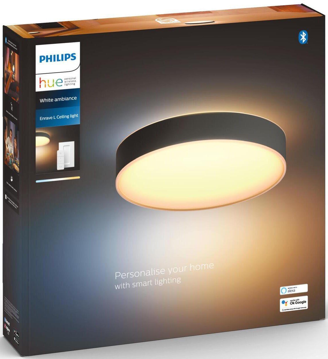 Enrave, Hue fest LED Philips Warmweiß Dimmfunktion, LED integriert, Deckenleuchte