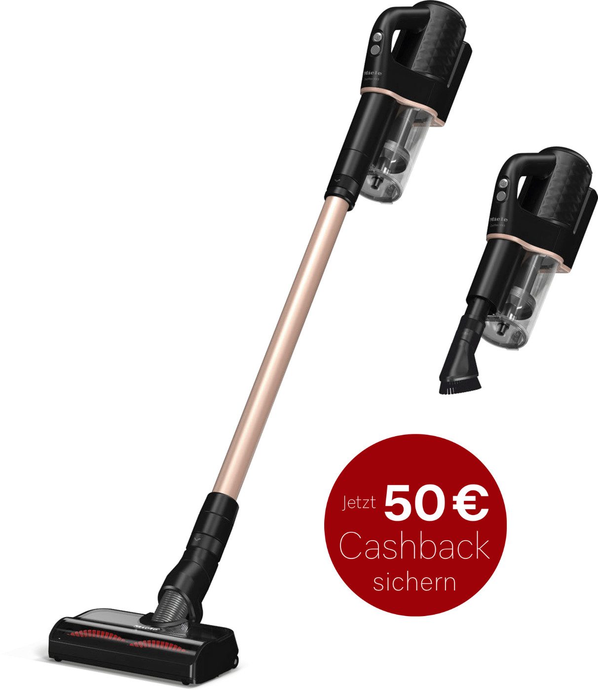 Miele Akku-Handstaubsauger Duoflex HX1 TotalCare, 2in1-Funktion, 210 W, beutellos, mit Elektrobürste MultiFloor und CarCare Set, Obsidianschwarz Roségold