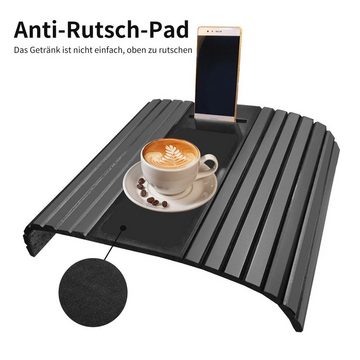 TWSOUL Tablett Klappbare Sofa-Armlehnenablage mit Mobiltelefonschlitz34*42cm, Mit Handstückschlitzdesign