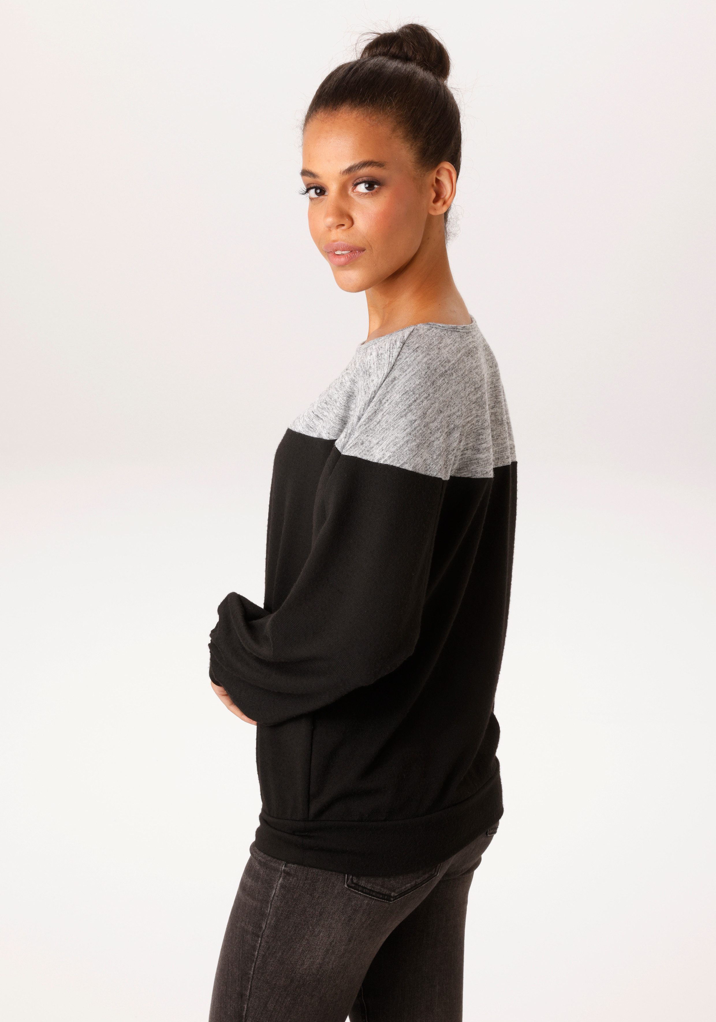 Aniston CASUAL Sweatshirt mit asymmetrischem Farbeinsatz - NEUE KOLLEKTION. € 39,99, (€ 39,99 pro 1 Stk).
