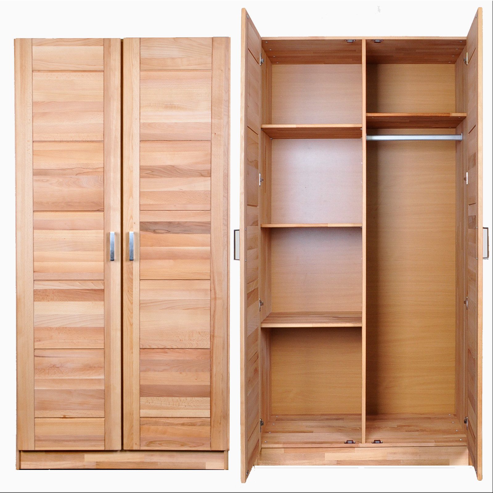 ELFO Kleiderschrank Kleiderschrank Pia Schrank Kernbuche Teilmassiv geölt 2türig B.102cm